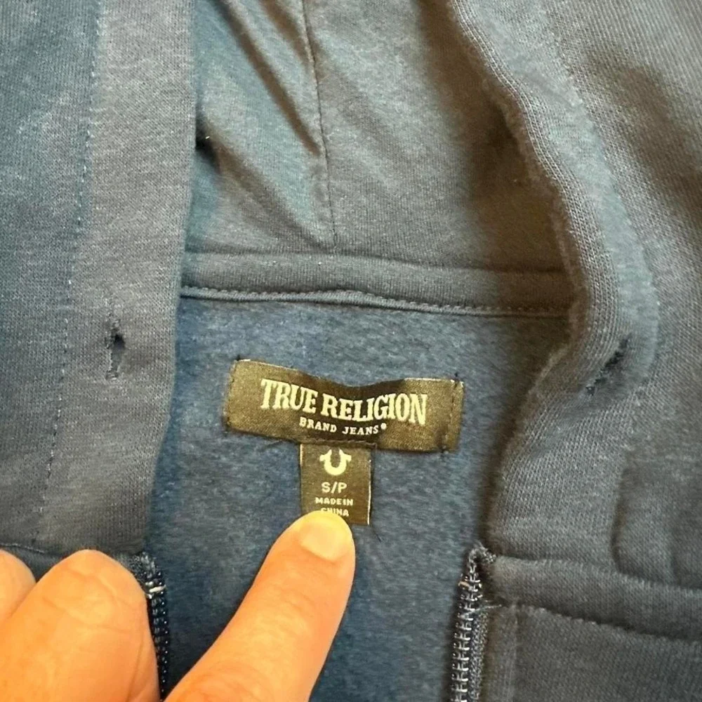 True Religion full zip double sided‎ hoodie sweatshirt size men's small